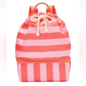 Victoria's Secret Pink & Coral Stripe ULTIMATE BEACH BAG backpack Cooler NWT